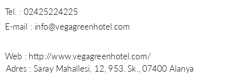 Vega Green Apart Otel telefon numaralar, faks, e-mail, posta adresi ve iletiim bilgileri